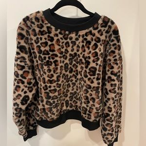 Faux fur leopard top. Size medium.